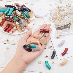 DIYの分厚いブレスレット作りキット  アクリルチューブビーズを含む  真鍮＆合金スペーサービーズ  ミックスカラー  ビーズ：148個/セット&nbsp;DIY-NB0007-20