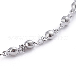 変色しない304ステンレススチールリンクチェーンアンクレット  カニカン  ハート  ステンレス鋼色  9-7/8インチ（25cm）&nbsp;X-AJEW-G026-03P