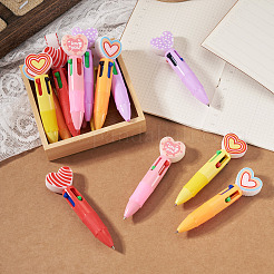 15Pcs 5 Colors Plastic Heart 4-in-1 Ballpoint Pen&nbsp;AJEW-TA0005-81