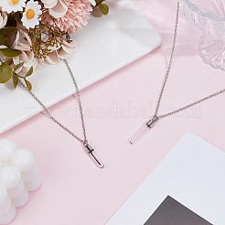 2Pcs Brass & Clear Glass Pet Fur Wishing Bottle Pendant Iron Cable Chain Necklaces&nbsp;NJEW-DR00018