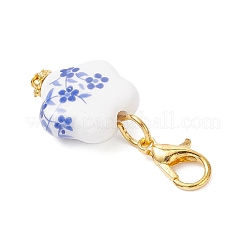 6色の磁器ペンダント装飾6個  花  亜鉛合金カニカン付き  ゴールドカラー  31mm  1pc /カラー&nbsp;HJEW-JM03938-02