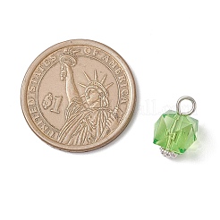 透明なアクリルパーツ  合金と鉄パーツ  キューブ  プラチナ  15.5x10x10mm  穴：3mm&nbsp;PALLOY-JF04258-02