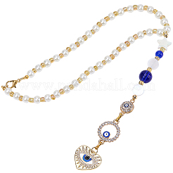 Alloy & Glass Pearl & Shell & Brass Pendant Decorations&nbsp;HJEW-BM00036