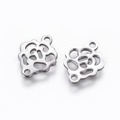 変色しにくい201ステンレススチールリンクコネクター  ローズ  ステンレス鋼色  14x11x1mm  穴：1.4mm&nbsp;STAS-L234-033P