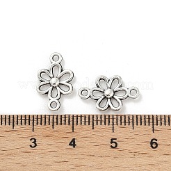 チベット風合金中空花コネクタチャーム  アンティークシルバー  9.5x15.5x2.5mm  穴：1.5mm&nbsp;TIBE-S324-10AS