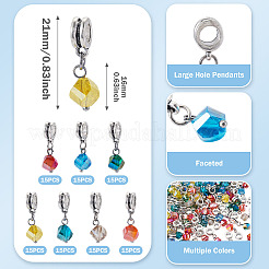 105Pcs 7 Colors Glass European Dangle Charms&nbsp;PALLOY-TAC0221