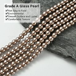 環境に優しい染色ガラスパールビーズ連売り  ラウンド  コットンコードねじ切り  キャメル  6mm  穴：1.2~1.5mm  約70個/連  15.7インチ&nbsp;HY-A008-6mm-RB111