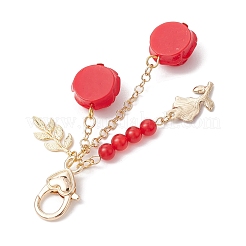 Valentine's Day Theme Rose Resin & Alloy Enamel Pendant Decoration&nbsp;HJEW-JM02345