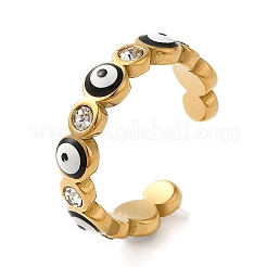 PVD 真空メッキ 304 ステンレススチール エナメル イーブルアイ オープン カフ リング  ブラック  内径：17~17.5mm&nbsp;STAS-D089-23G-06