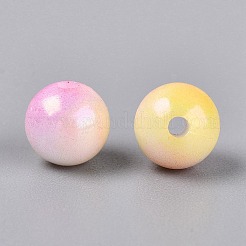 電気メッキ加工されたツートンカラーの不透明プラスチックビーズ  ラウンド  パールピンク  8mm  穴：1.8mm  約2083個/500g&nbsp;KY-N025-66B