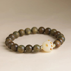 Guajacwood Round Beads Stretch Bracelets for Men Women&nbsp;FS-WG59C08-01