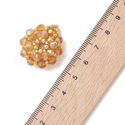 ガラスチャーム  花輪のチャーム  シードビーズで  多面カット  ゴールデンロッド  29x25x9.5mm  穴：2x3mm&nbsp;PALLOY-MZ01262-04