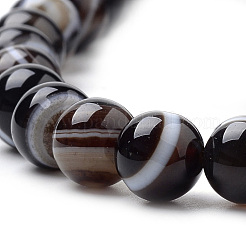 Natural Striped Agate/Banded Agate Beads Strands&nbsp;G-S259-04A-6mm