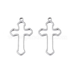 変色しない201ステンレススチールペンダント  クロス  ステンレス鋼色  29.5x17x1.5mm  穴：1.8mm&nbsp;STAS-T063-165P