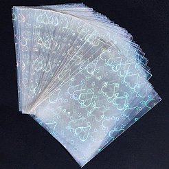 200個4スタイルのレーザー透明プラスチック包装袋  カード用  模様の長方形  カラフル  混合図形  8.8x6.1x0.02cm  50個/スタイル&nbsp;ABAG-DJ0001-27