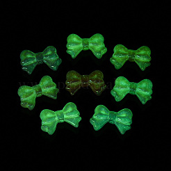 蓄光UVメッキ不透明アクリルビーズ  虹色の  蝶結び  暗闇で光る  ミックスカラー  11.5x17.5x5mm  穴：1.8mm&nbsp;OACR-N154-05