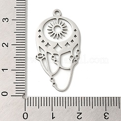 変色しない201ステンレススチールペンダント  太陽と星  ステンレス鋼色  33x17x1mm  穴：1.6mm&nbsp;STAS-B049-06P