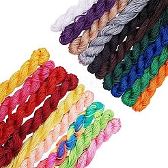 ナイロン編みコード  ビーズ細工、ジュエリー製作、マクラメ工芸用の中国結び紐  ミックスカラー  2mm  1bundle / color  19bundles / set&nbsp;NWIR-PH0001-15-2mm