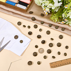 32Pcs 2 Styles 1-Hole Alloy Shank Buttons&nbsp;BUTT-FG0001-65AB