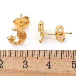 女性用304ステンレススチールスタッドピアス  18KGP本金メッキ  ムーン  10x8mm&nbsp;STAS-Z117-17G-03