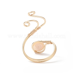 女性用銅線巻き天然淡水パールカフリング  ライトゴールド  2.5~39.5mm  内径：20mm&nbsp;RJEW-JR00553-01