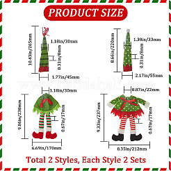 4セット2スタイルのクリスマスワインボトルカバープルーシュデコレーション  サンタクロース  ライム  220~265x45~212x8~17mm  内径：22~33mm  2セット/スタイル&nbsp;AJEW-GF0007-18