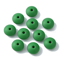 食品グレードの環境に優しいシリコーンビーズ  そろばん  グリーン  12x6.5mm  穴：2mm&nbsp;SIL-TAC0002-07F