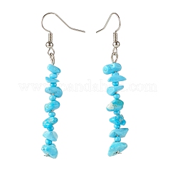 Synthetic Turquoise Chips Dangle Earrings with Glass&nbsp;EJEW-JE04840-05