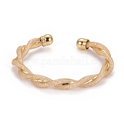 Long-Lasting Plated Brass Cuff Bangles&nbsp;BJEW-E370-13G