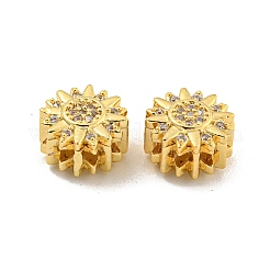 真鍮製マイクロペーブクリアキュービックジルコニアマルチ連リンク  花  18KGP本金メッキ  10x10x6mm  穴：1.6mm&nbsp;KK-B096-15G
