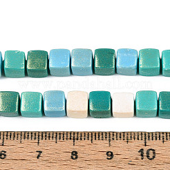 手作り樹脂粘土ビーズ連売り  パールカラーの  キューブ  ライトシーグリーン  6~7x5.5~6.5x5.5~6.5mm  穴：1.4~1.8mm  約62個/連  15.94~16.14インチ（40.5~41cm）&nbsp;CLAY-N013-25A-02