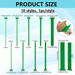 10個 10スタイル アクリル製本定規  製本用品  グリーン  200x19.5~39.5x3mm  ピン：2.8~29.5mm  1個/スタイル&nbsp;DIY-BC0016-53C