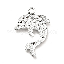 合金クリスタルラインストーンペンダント  イルカチャーム  プラチナ  25.5x18x2.6mm  穴：2mm&nbsp;ALRI-C007-62P