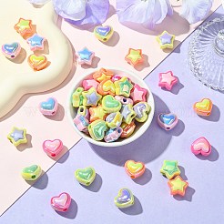 50 個 10 スタイル不透明なアクリル ビーズ  星/ハート  ミックスカラー  15~17x17.5x10~12mm  穴：3mm  5個/スタイル&nbsp;OACR-CJ0001-88
