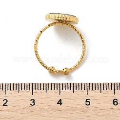 フラットラウンド 304 ステンレススチール パウアシェル カフリング 女性用  イオンプレーティング（ip）  18KGP本金メッキ  12mm  内径: 調節可能&nbsp;RJEW-G346-10G-01
