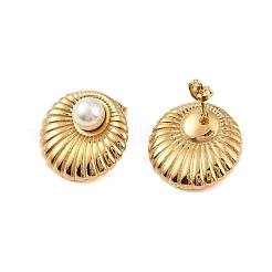 Ion Plating(IP) 304 Stainless Steel with ABS Imitation Pearl Stud Earrings for Women&nbsp;EJEW-N055-09G