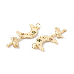 Rack Plating Brass Micro Pave Colorful Cubic Zirconia Pendants&nbsp;ZIRC-C040-20G