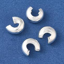 真鍮製つぶし玉カバーカシメ玉カバー  鉛フリー＆カドミウムフリー  925銀メッキ  10x5mm  穴：4mm&nbsp;KK-K383-07F-S