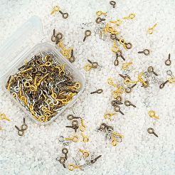 300本3色鉄ネジアイピンペグベイル  片穴パーツ用  ミックスカラー  8~8.5x4x1mm  穴：2mm  100個/カラー&nbsp;IFIN-FS0001-08