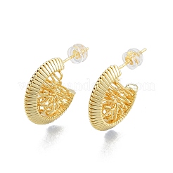 Brass Chunky C-shape Stud Earrings&nbsp;EJEW-P205-09G