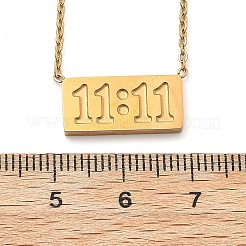 304 Stainless Steel 11:11 Number Rectangle Pendant Necklace with Cable Chains for Women&nbsp;NJEW-NH0001-04G