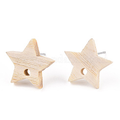 Ash Wood Stud Earring Findings&nbsp;EJEW-N017-011Z