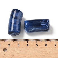 アクリル天然石風ビーズ  カーブチューブ  ツートン  ダークブルー  29x14x14.5mm  穴：2.5mm&nbsp;X-MACR-K359-66B