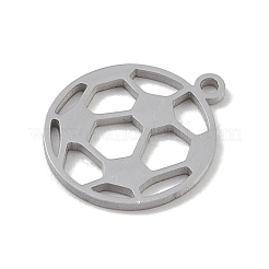 変色しない304ステンレススチールペンダント  レーザー切断  空虚なサッカーの魅力  ステンレス鋼色  14.5x12.5x1mm  穴：1mm&nbsp;STAS-B062-06P