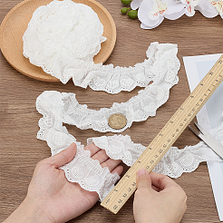 5mのコットン刺繍シワレーストリム  ハート柄リボン  洋服アクセサリー  ホワイト  2インチ（50mm）  約5.47ヤード（5m）/セット&nbsp;OCOR-AR0002-06A