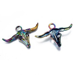 合金ペンダント  カドミウムフリー＆鉛フリー  牛  虹色  31x46x5mm  穴：5mm&nbsp;PALLOY-N156-044-RS