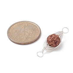 Natural Rudraksha Copper Wire Wrapped Connector Charms&nbsp;PALLOY-JF02067-02