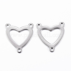 変色防止304ステンレススチールシャンデリア部品リンク  3ループコネクター  ハート  ステンレス鋼色  16.5x15x1mm  穴：1.2mm&nbsp;X-STAS-H401-18P
