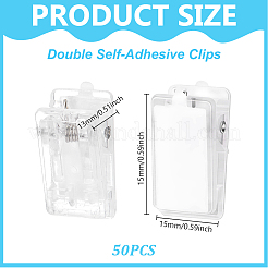 プラスチック製粘着写真ペーパークラフトクリップ50個  長方形  透明  26x15x13mm&nbsp;AJEW-GA0009-88