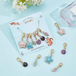 DIYジュエリー作り用エナメルチャームキット、ファインディングキット  ヒトデと貝殻合金のエナメルペンダントを含む  亜鉛合金の留め金  304ステンレススチール丸カン  ミックスカラー  チャーム: 12 個/セット&nbsp;DIY-NB0006-21